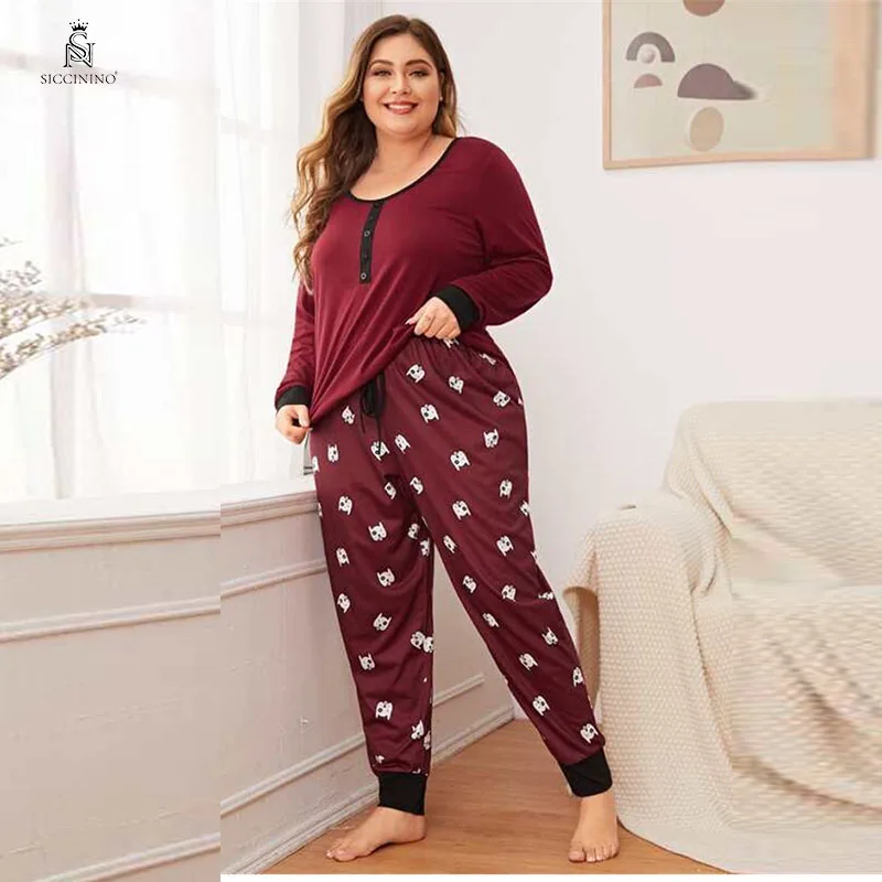 New Deep V Expose Long Sleeve Pajamas 2-piece Set Women Sleepwear Sexy Home Casual Minimum pyjama