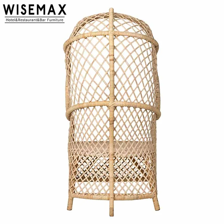 WISEMAX FURNITURE Indonesian Modern Artistic Design Single High Back Throne Chair Garden Living Room Rattan Leisure Chair