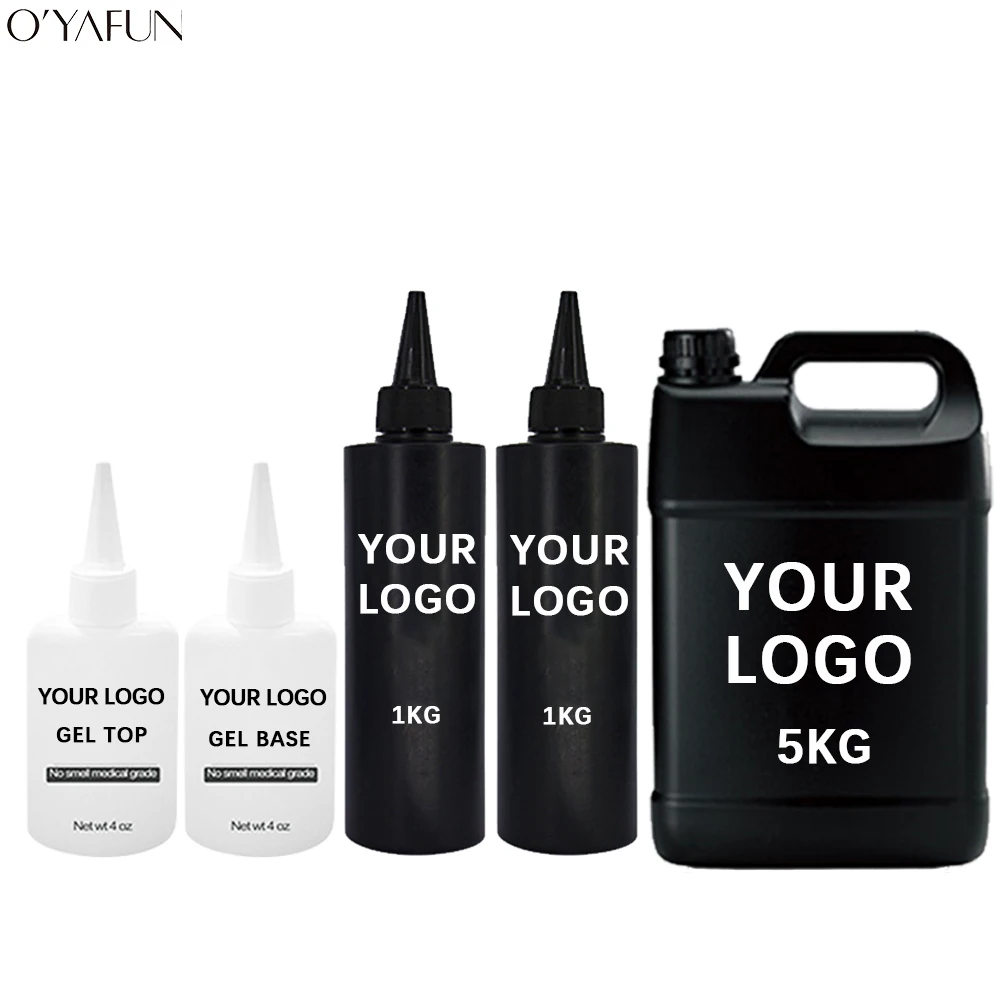 Wholesale 1kg Clear Color Base Coat And Top Coat Nail Gel Kit For Nail Salon Professional Long Lasting Gel Set