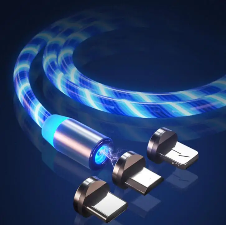 2021 3 в 1 светодиодный магнитный зарядный кабель Micro Usb Type C Магнитный usb-кабель для