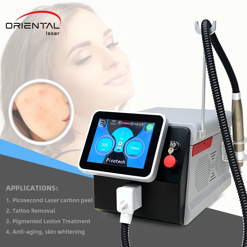 Portable Q-SWITCH ND YAG LASER Tattoo Removal Carbon Peeling Skin Whting Machine With 1064nm And 532nm Treatment Head