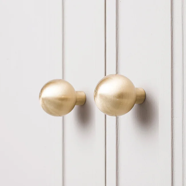 Brushed Brass Cabinet Knobs Solid Pure Copper Kitchen Dresser Hardware Wardrobe Furniture Handle Cabinet Knobs
