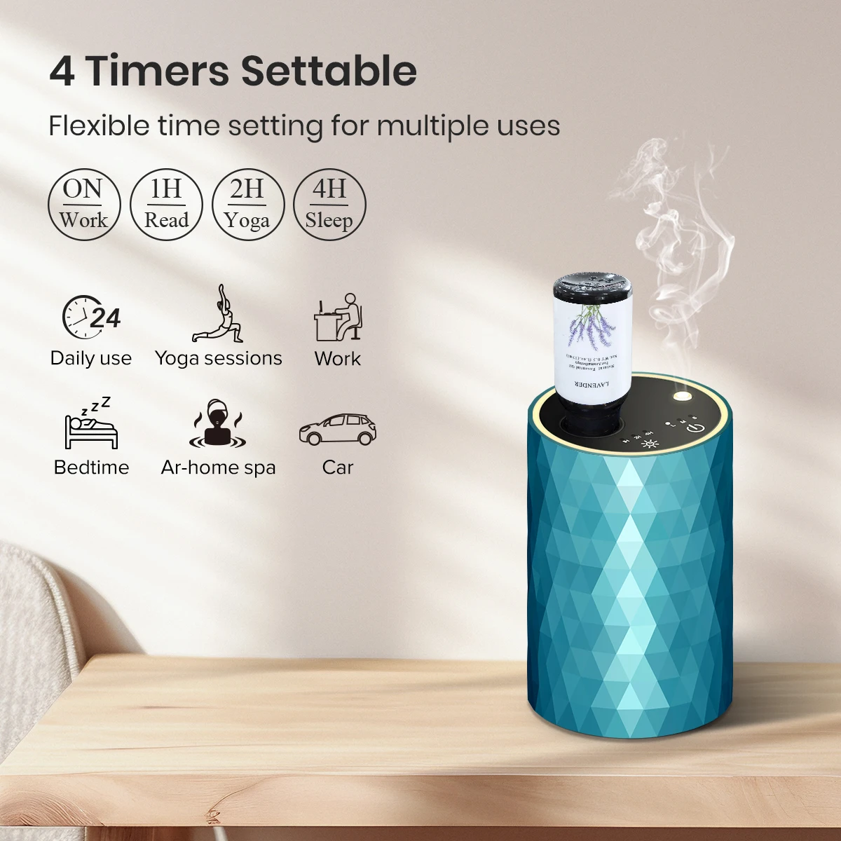 Aluminum Alloy Travel Portable USB Rechargeable Battery Waterless Aroma Diffuser Mini Pure Essential Oil Car Diffuser