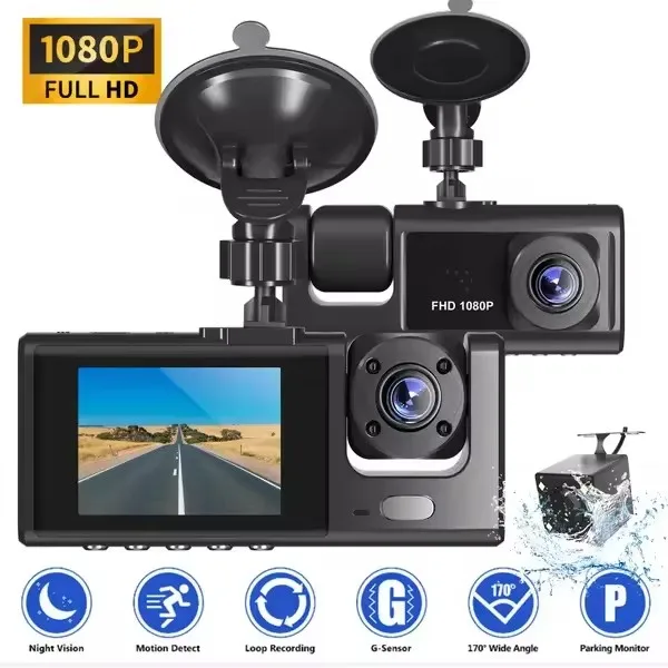 Lingtong 6248-1084-0308-2.0-inch IPS-V09 Real Triple Record Plus Weighted Force Car Video Recorder
