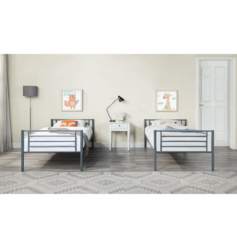 Cheap industrial latest design bedroom furniture single size wrought iron metal beds frame for kids