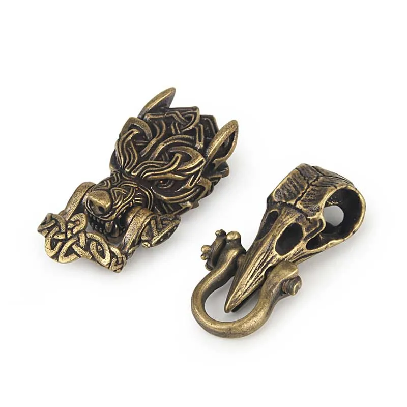 EDC Beads Wolf DIY Bracelet Paracord Accessories Buckle Rope Bead Lanyards Brass Weave for Knife