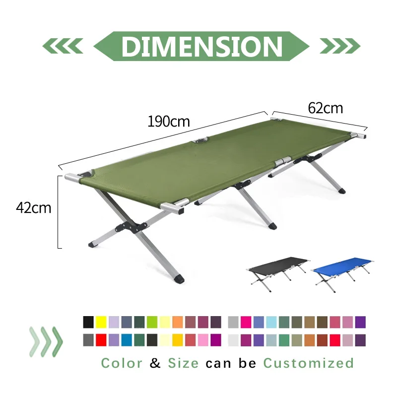 modern camping bed fold camping portable single simple stainless steel comfortable folding bed wholesale