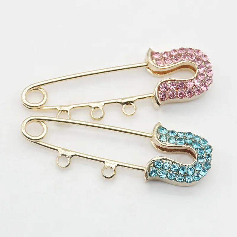 3.8cm with 3 loops 2 loop colorful rhinestone silver gold baby pins for kids accessories