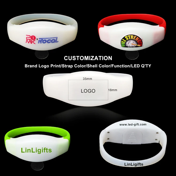Favors Custom Parties Silicone Voice Activated LED Wristband Dmx Light Up Remote Control LED Bracelet