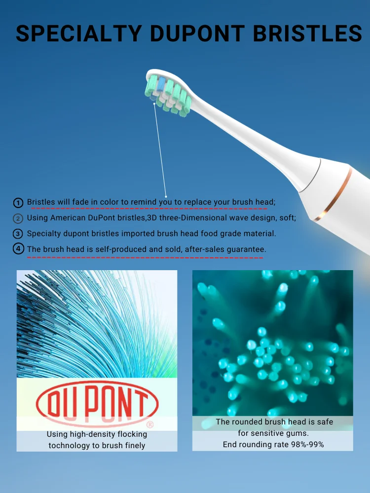 Sonic Electric Toothbrush With Travel Case Wireless Fast Charge Long Lasting Smart Timer 5 Modes Whitening by Mh White