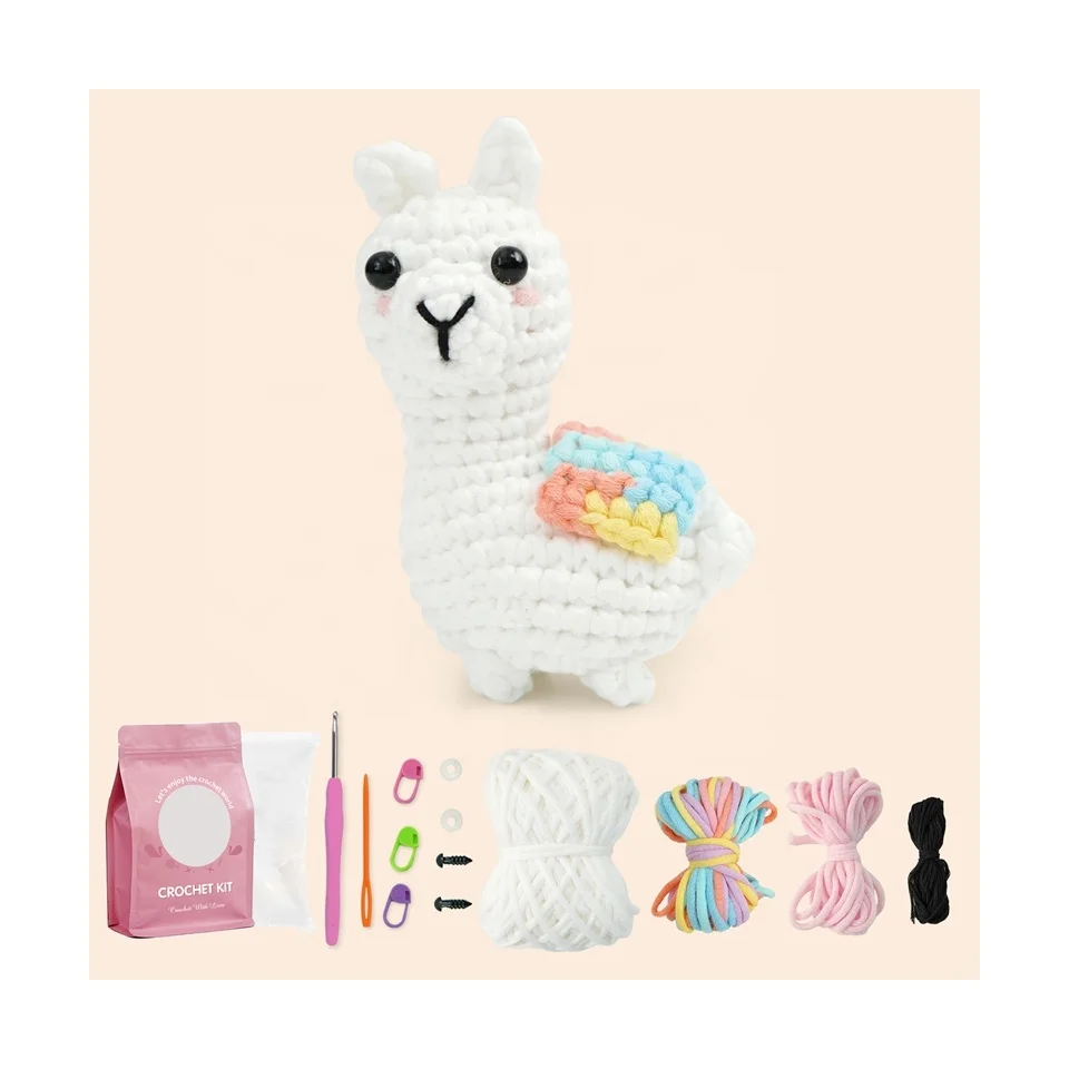 Stuffed Animal Knitting Sets Beginners Crochet Kit Animal Llama Alpaca DIY Crochet Kit for Complete