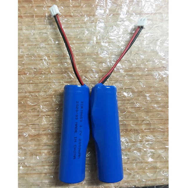 Welcome OEM 3.7v 2000mah 18650 Rechargeable Li-ion battery with XH 2P connector for flashlight