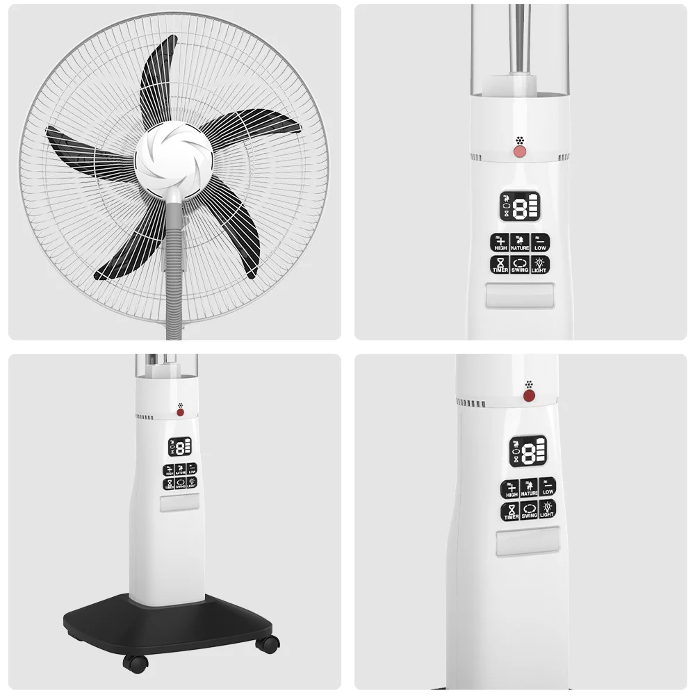 18 Inch AC/DC Emergency Mist Fan 4.5Ah With 9 Wind Speeds USB Remote Standing Rechargeable Stand Fan