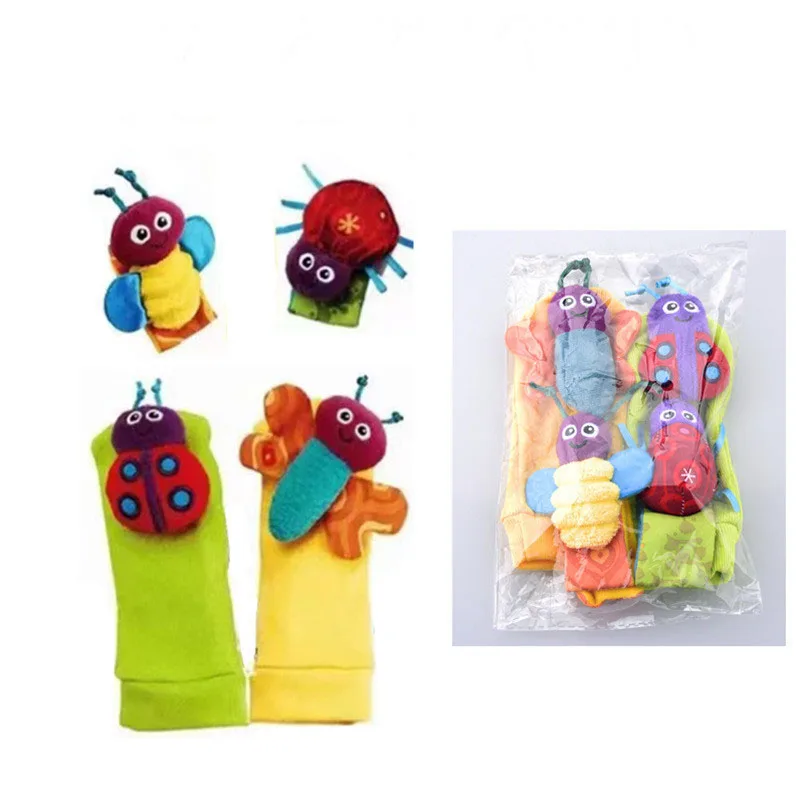 Baby rattles 0-6 Months, Cute Soft Newborn Wrist Rattle Foot Finder Socks Set