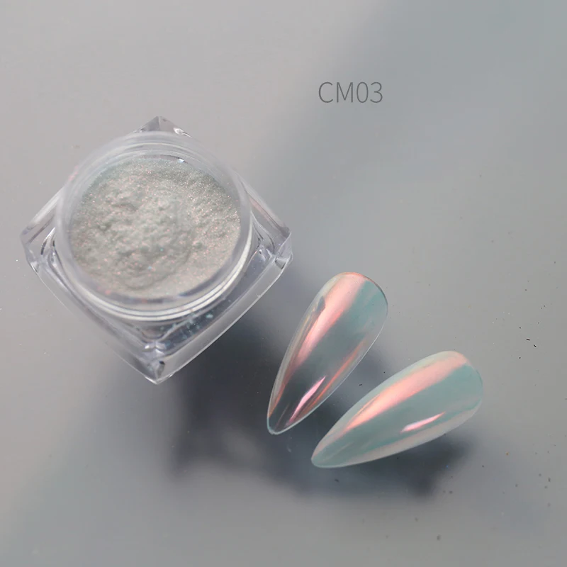 ANGNYA Custom Label 3 Colors Manicure Tool Nail Art Glitter Aurora Powder Nude Laser Holographic Fairy Magic Mirror Powder