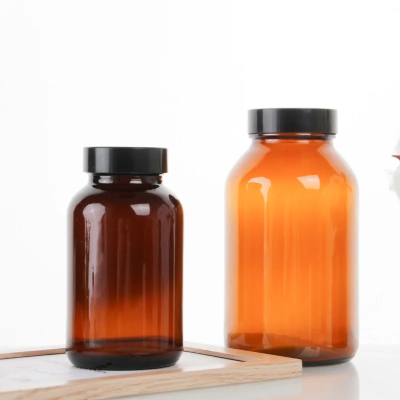 Wholesale 500ml Brown Color Glass Medicine Reagent Bottle 120ml 150ml Tablet Glass Pill Bottle For Pill Capsule Packaging