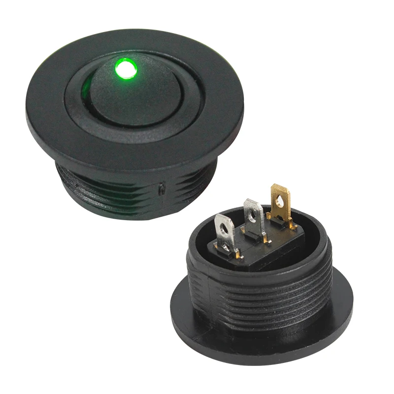 TYTXRV RV Accessories High Quality Black Color Green Light 12V/24V Circular illuminated Button Switch