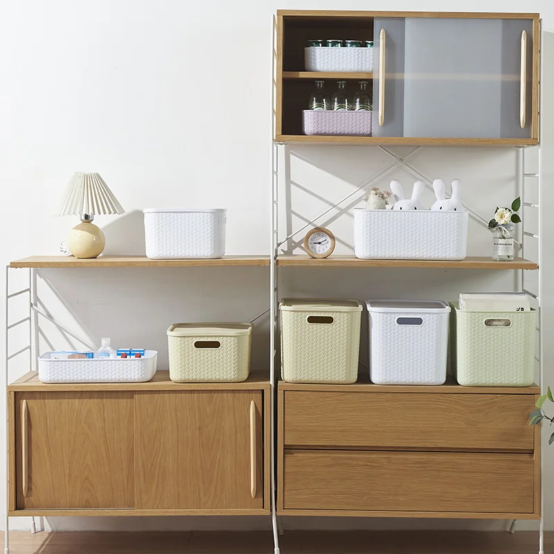 Colorful resemblance rattan plastic storage basket Large capacity box for bedroom Homeware basket