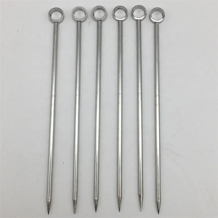 4' Metal Stainless Steel Bartender Essentials Cocktail Olive Martini Appetizer Fruit Glass Pick Stick Stirrer Prod Sword Set