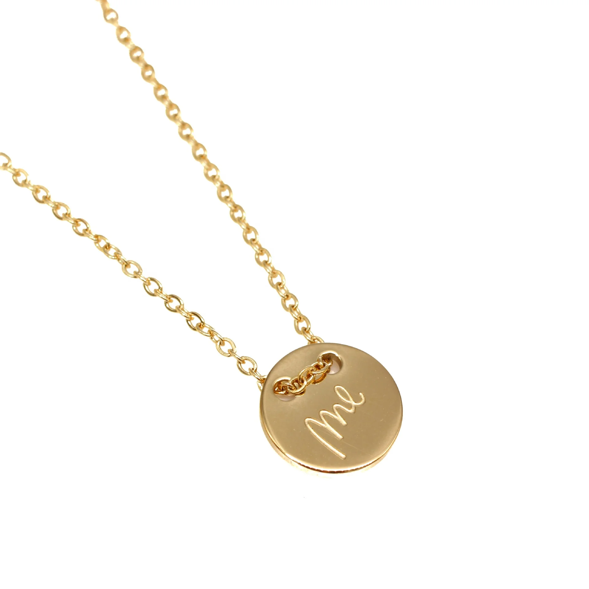2021 Новые Модные женские ювелирные изделия 14K позолоченное Настоящее ME дизайн письмо me гравировка 316 ожерелье из нержавеющей
