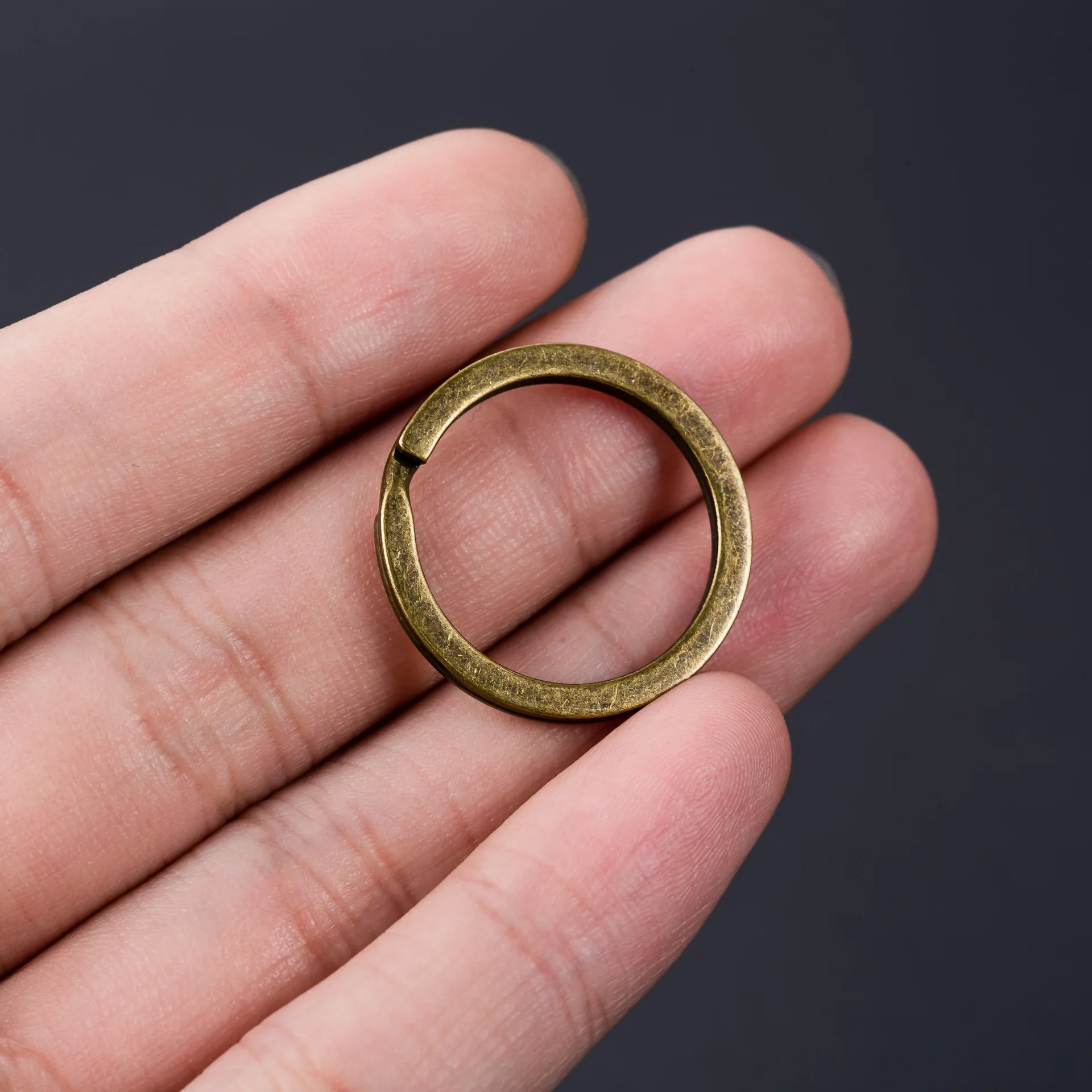 30mm Bronze Metal Flat Split Keyring Plating Split Circle Flat O Key Ring High Quality Keychain Accessories