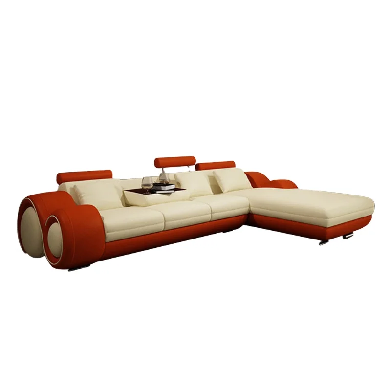American Style Living Room Reclining Sofas Modern Fashion Luxury Genuine Leather Corner Sofa