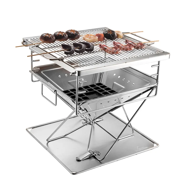 Открытый Кемпинг среднего размера складной гриль Паррилья из нержавеющей стали для барбекю и гриля на древесном угле, производство Китай, барбекю гриль печь для сжигания