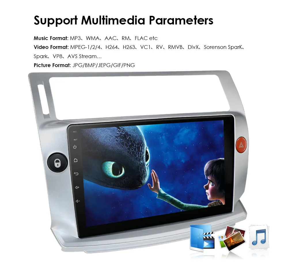 YHT Android Car GPS Navigation DVD Player For Citroen C4 C-Triomphe C-Quatre 2004-2009 Car Radio Multimedia Video Player