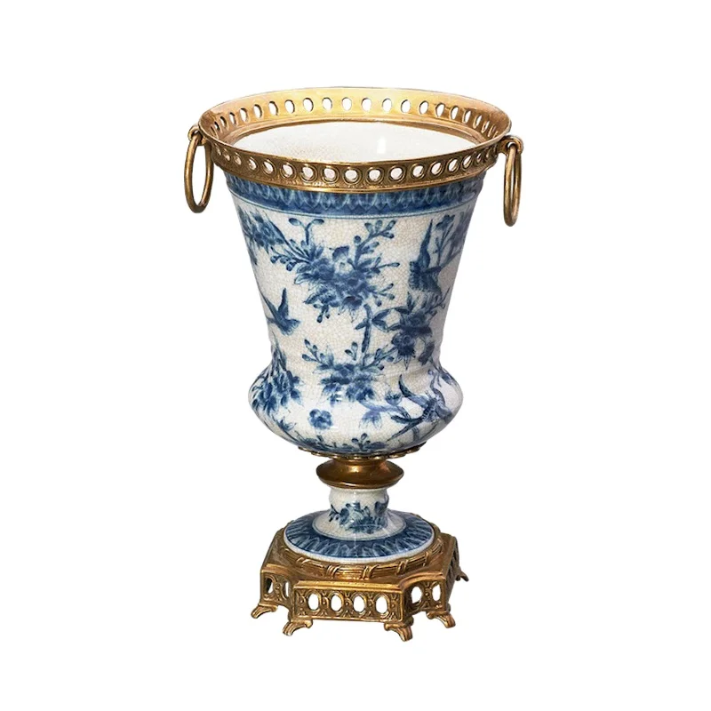 Hot Selling Good Quality Decorative Flower Vase with Double the swan Creative Home Decorations large floor vase For Living Room