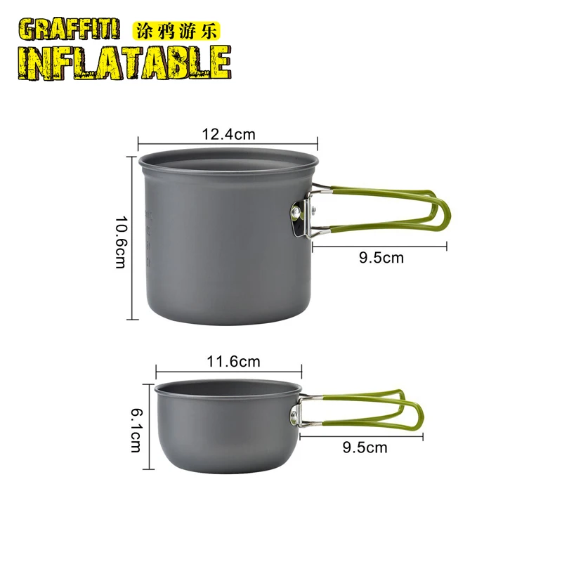 Portable picnic barbecue outdoor picnic pot cooker set pot bowl spoon and gas stove Camping Hiking cooker