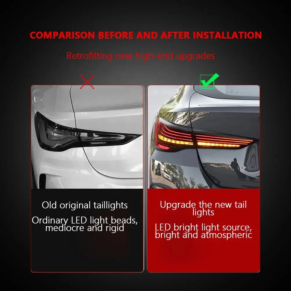 For BMW 4 Series CSL 20-23 Tail Light Assemblies M4 Modified DRL Rear Taillight Flowing Turn Signal Floating Line Car Lamp