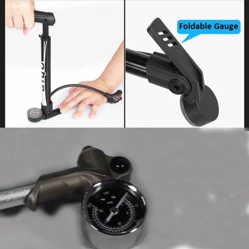 120 PSI GIYO Bike Air Pump with Pressure Gauge Mini Portable Bicycle Tire Pump fits Presta Schrader Dunlop Valve MTB Bike Pump
