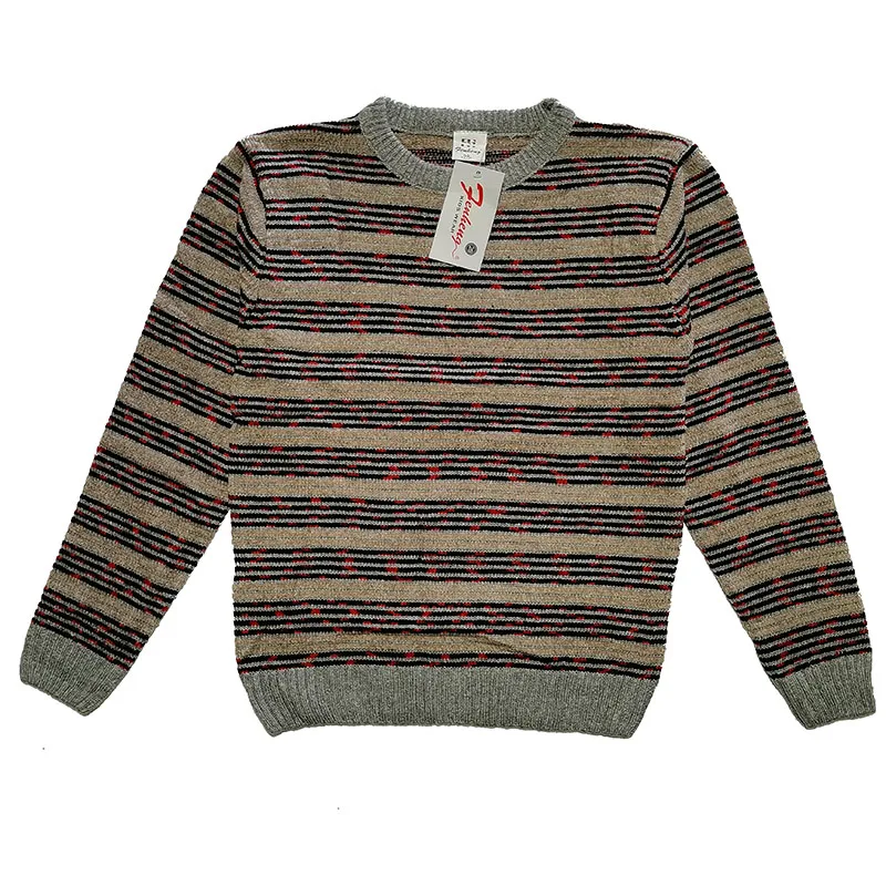 Top-Level Custom Style Boy Sweaters Stripe Over Sized Sweater Elastic Round Neck Knitted Sweater