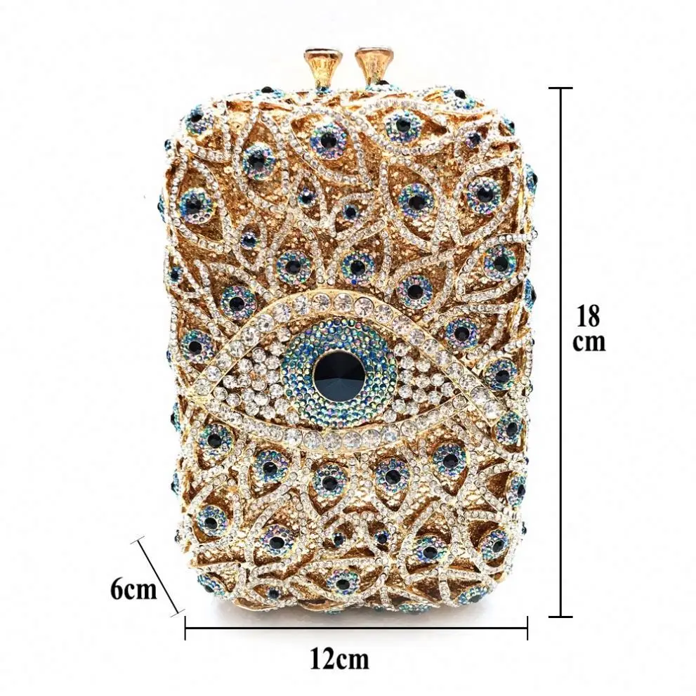 Lady fashion Wedding Party Handbag Crystal Clutch evil eyes Rhinestone Purse Evening Bags and Clutches for Women