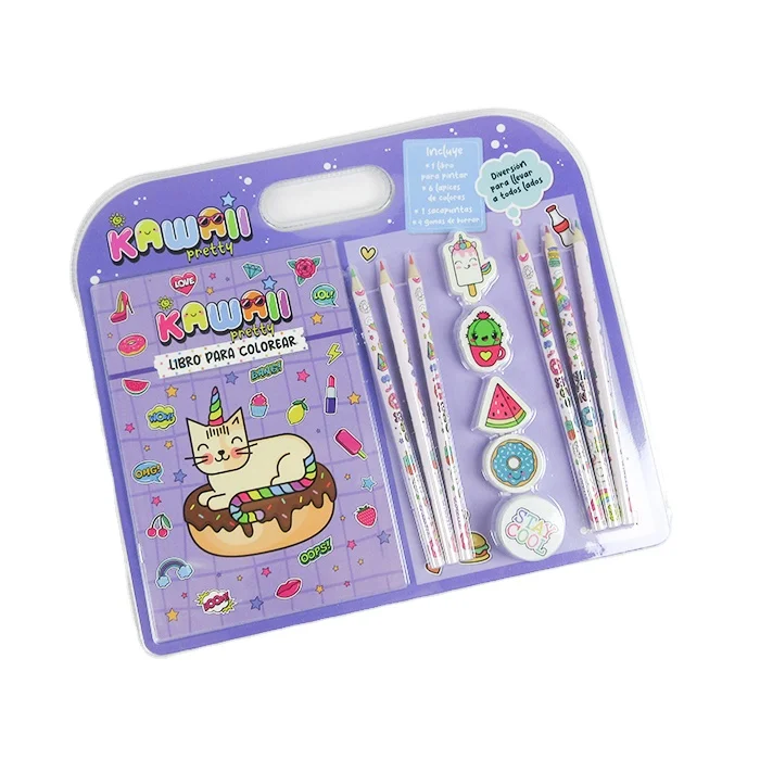 Creative Kids Kawaii Stationery Set with Notebook Pencils Erasers Birthday Christmas Gift for Children