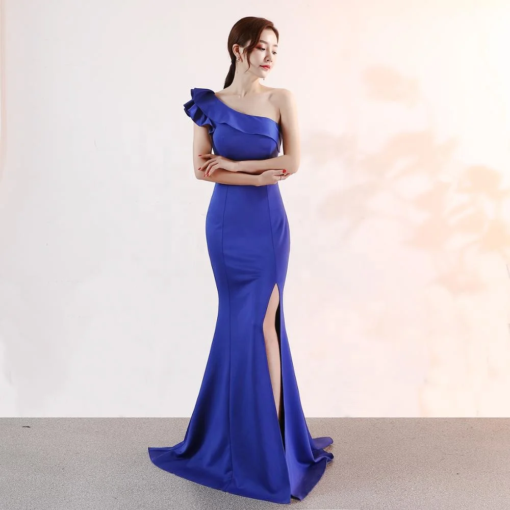 One-shoulder Evening dress Sleeveless Elegant Floor-length Mermaid long Party Gowns Zipper back Prom dresses