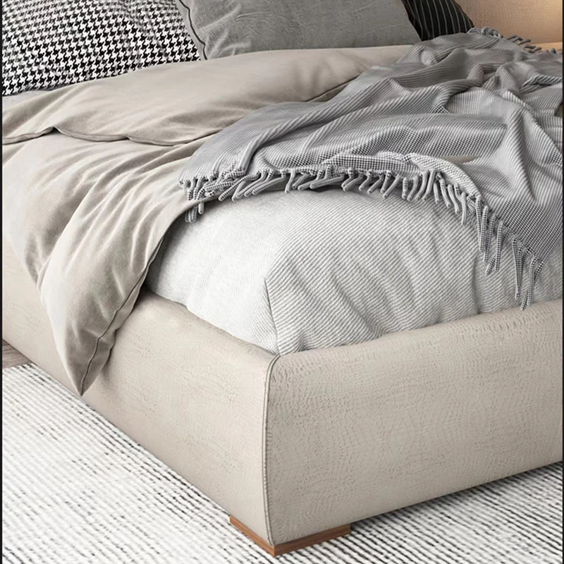 Italian design queen bedroom furniture wooden leather bed upholstered upholstered bed
