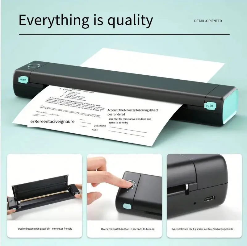 Thermal Printer Phomemo M08F A4 Mini Pocket Portable Inkless Thermal Printer Blue tooth Portatil