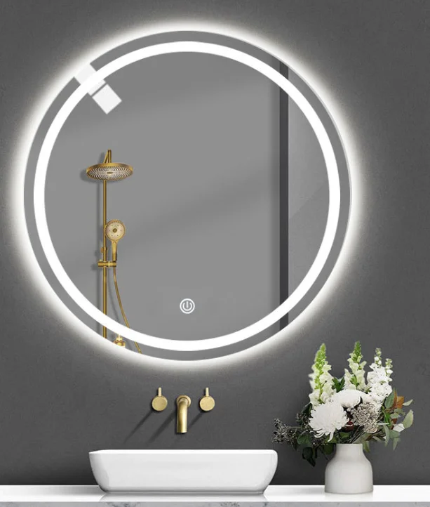 Customized round wall mirror led bathroom fogless mirror