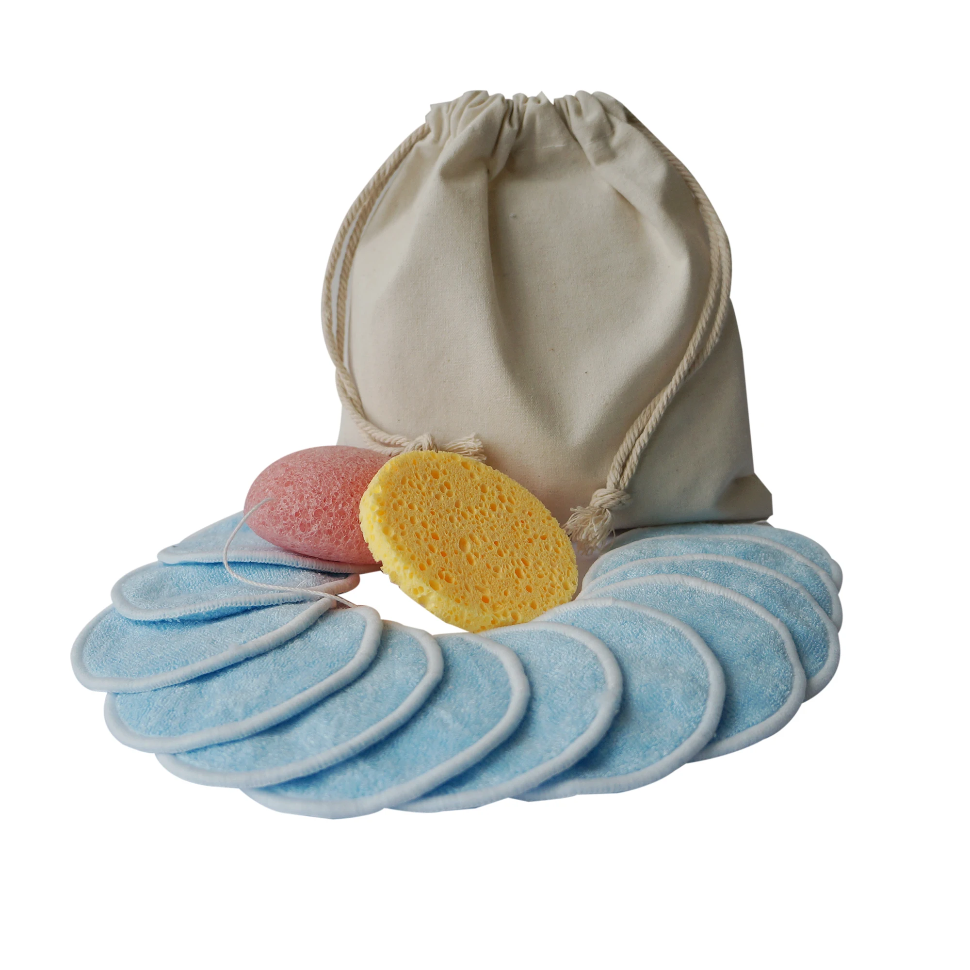 
Wholesale Bamboo Terry Makeup Remover Pads with Storage Bag 