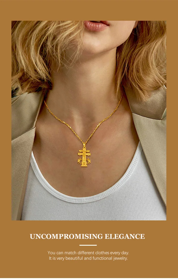 Merryshine 925 Sterling silver jewelry 18k gold egyptian christian jesus ankh cross vermeil gold jewelry