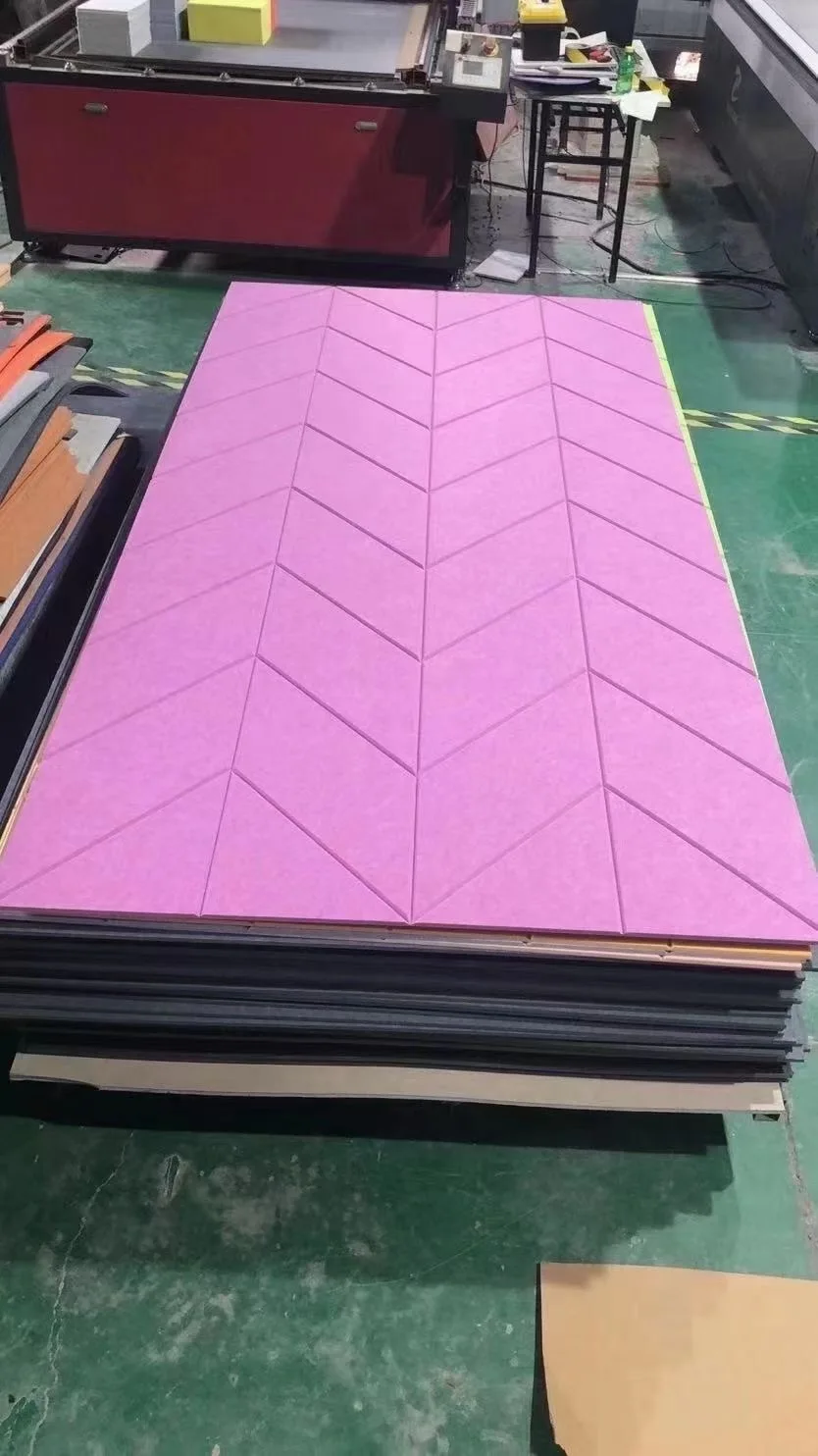 recycled material grooved decorative polyester acoustic panel soundproof