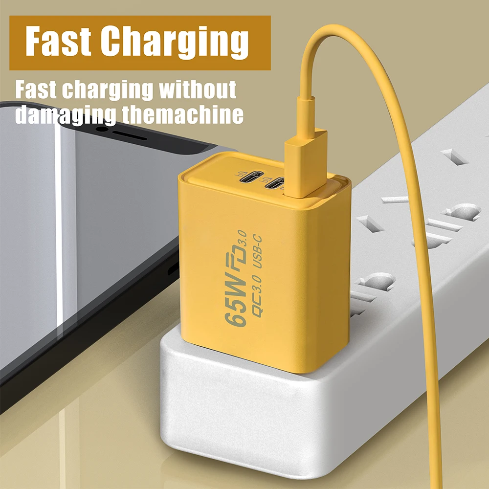 Universal PD 65w USB Type C Power Adapter Brick EU US Plug Fast Charging Cube Block USB Cell Phone Charger