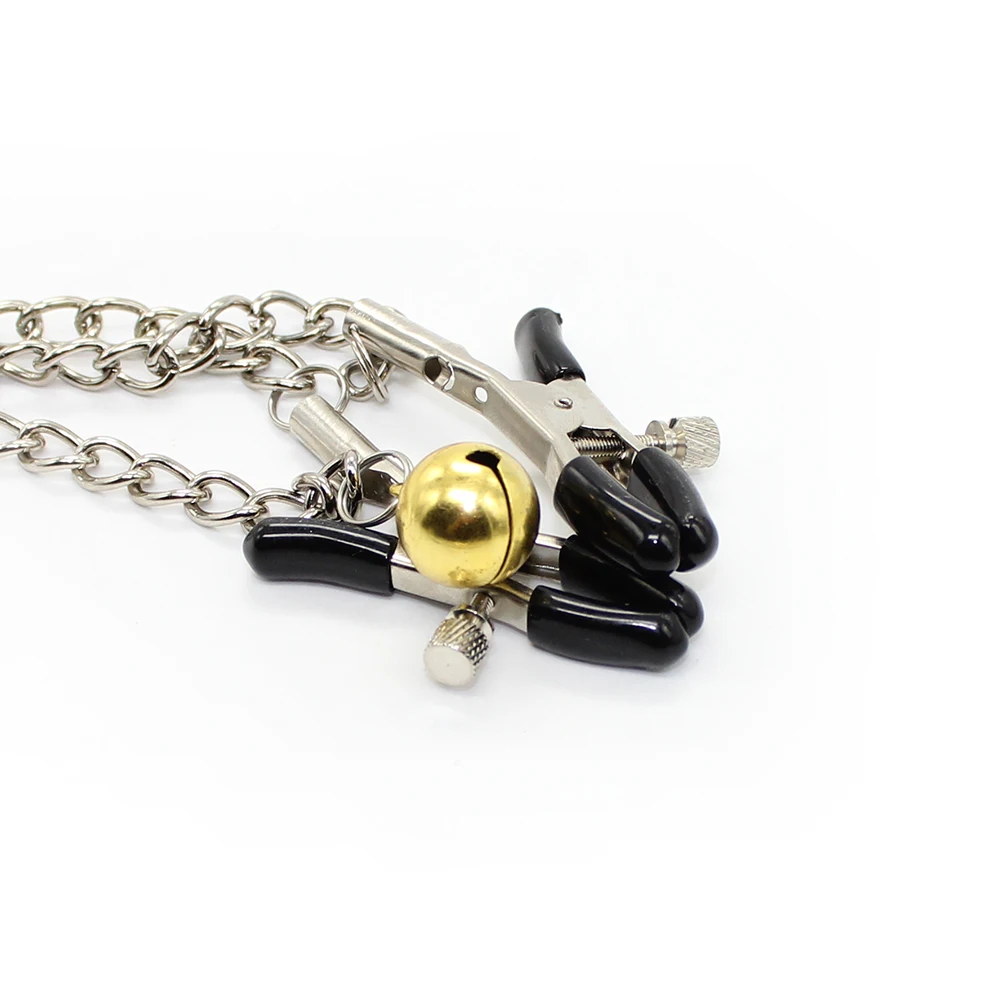 Metal Chain Bells Double Nipple Clips Restraint Body Piercing Nipple Piercing BDSM Fetish Role Playing Couples Slave Sex Bondage