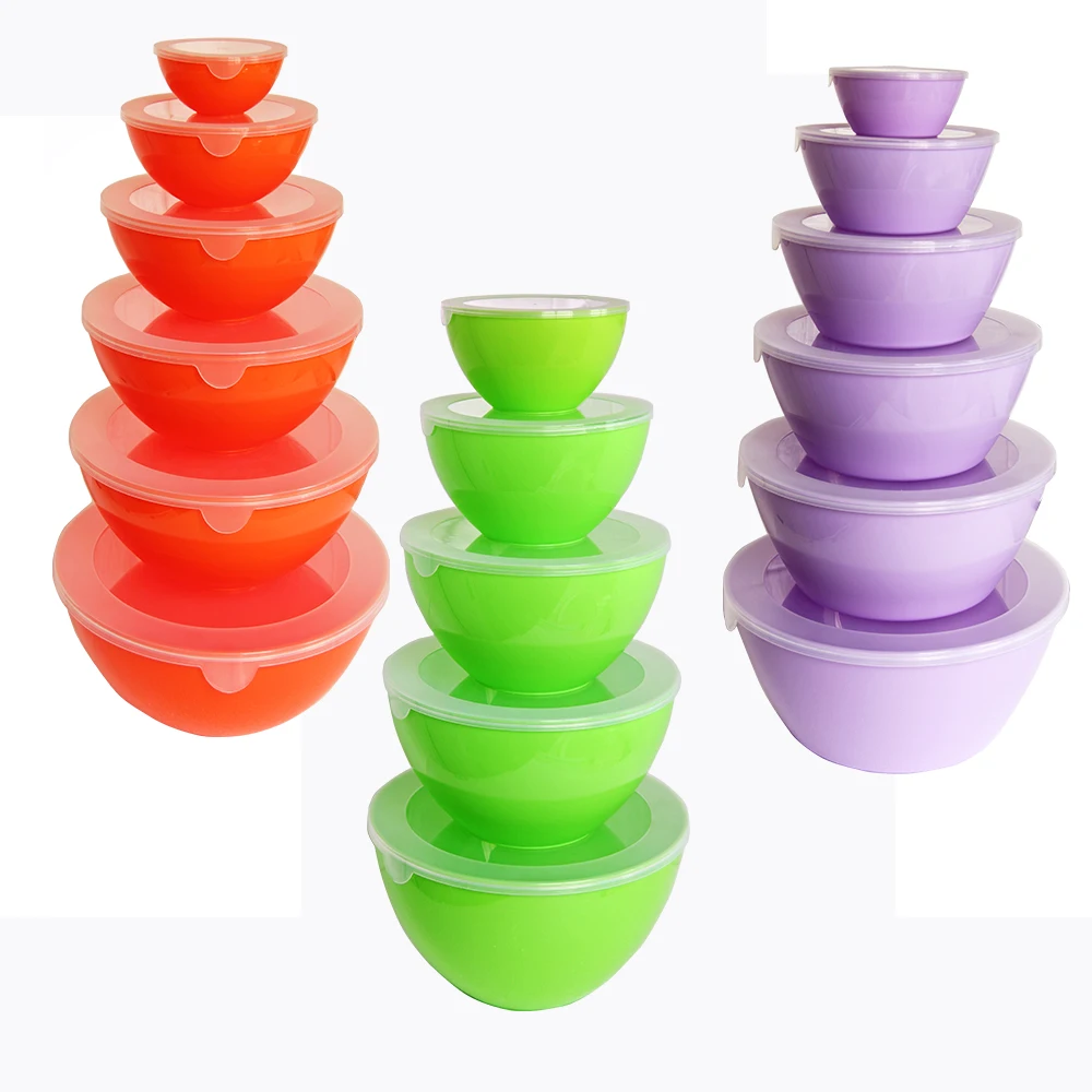  different size BPA Free plastic colorful bowl set made in Guangdong Jiangmen kitchen salad used dinner