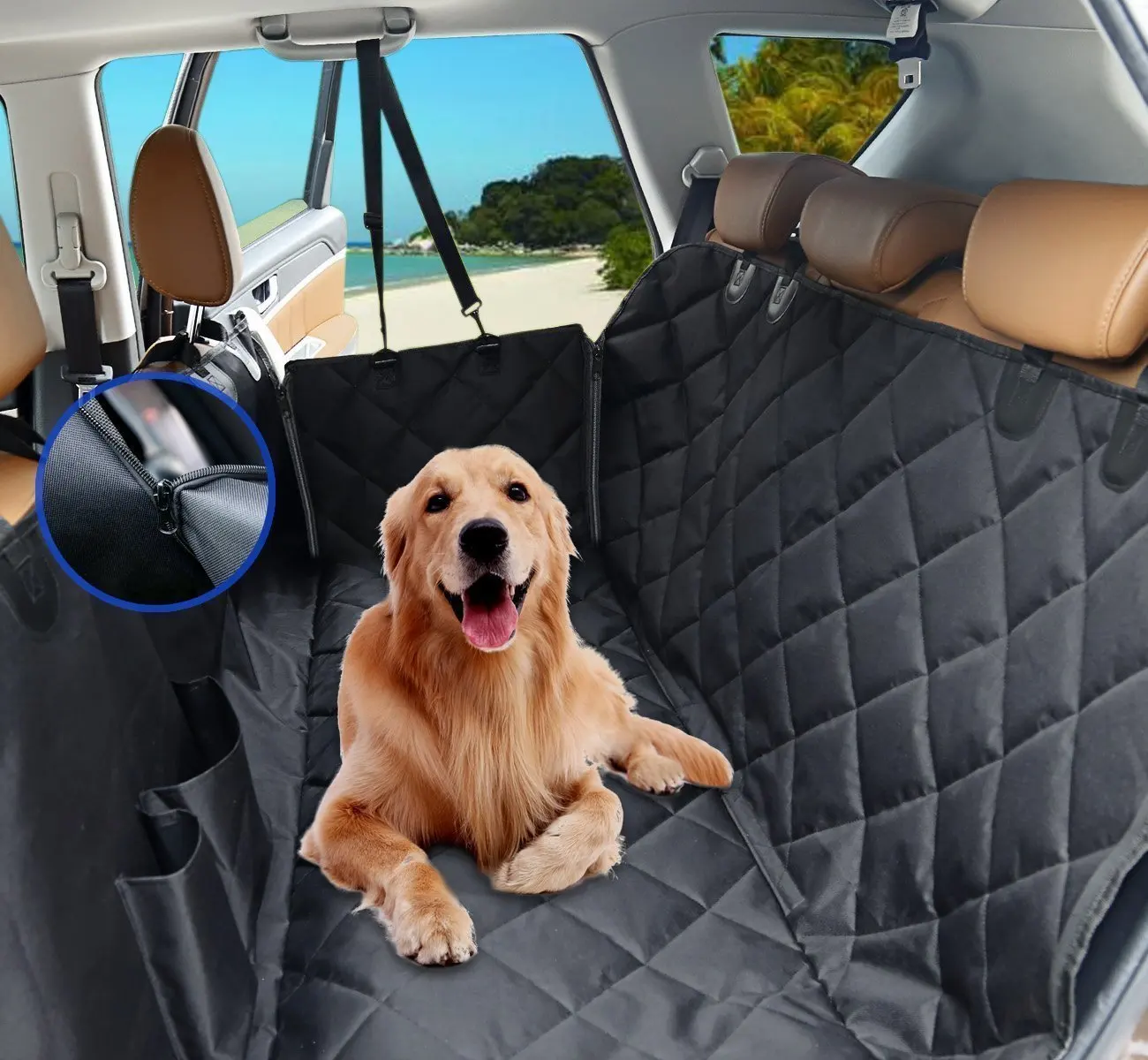Dog Car Seat Cover Waterproof Pet Cat Dog Carrier Car Back Seat Cover Nonslip 600D Heavy Duty Bench Car Seat For Large Dogs