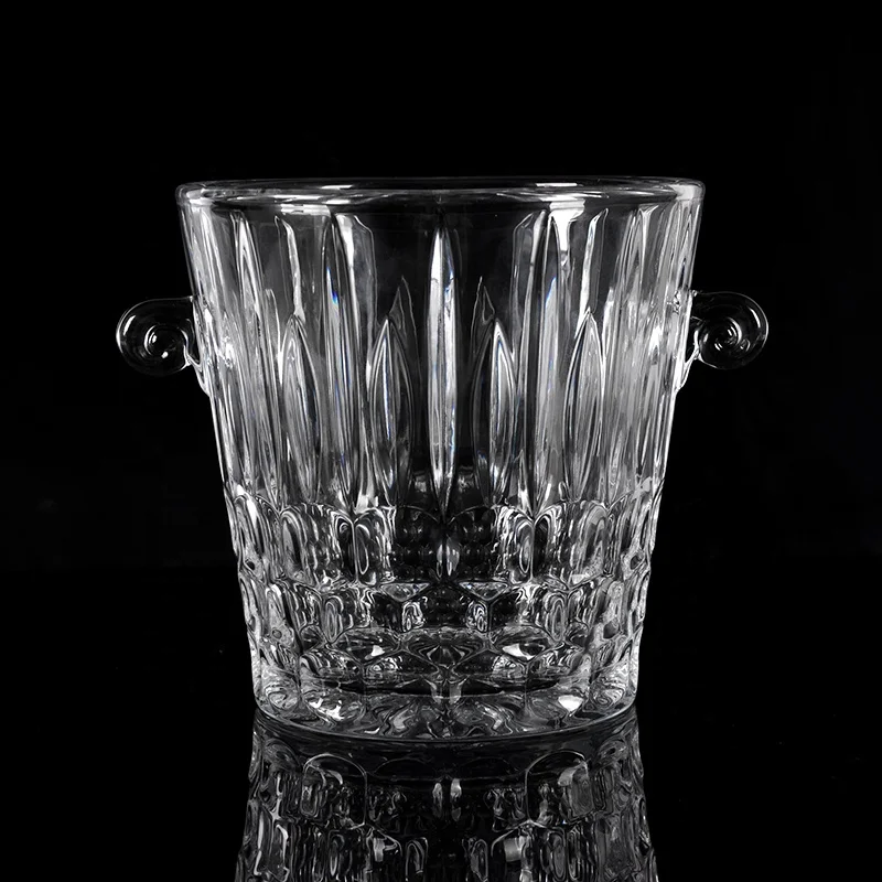 Clear Glass Beverage Wine Buckets & Cooler Ice Glass Wine Chillers & Buckets Designer Curved Glass Wine Bucket
