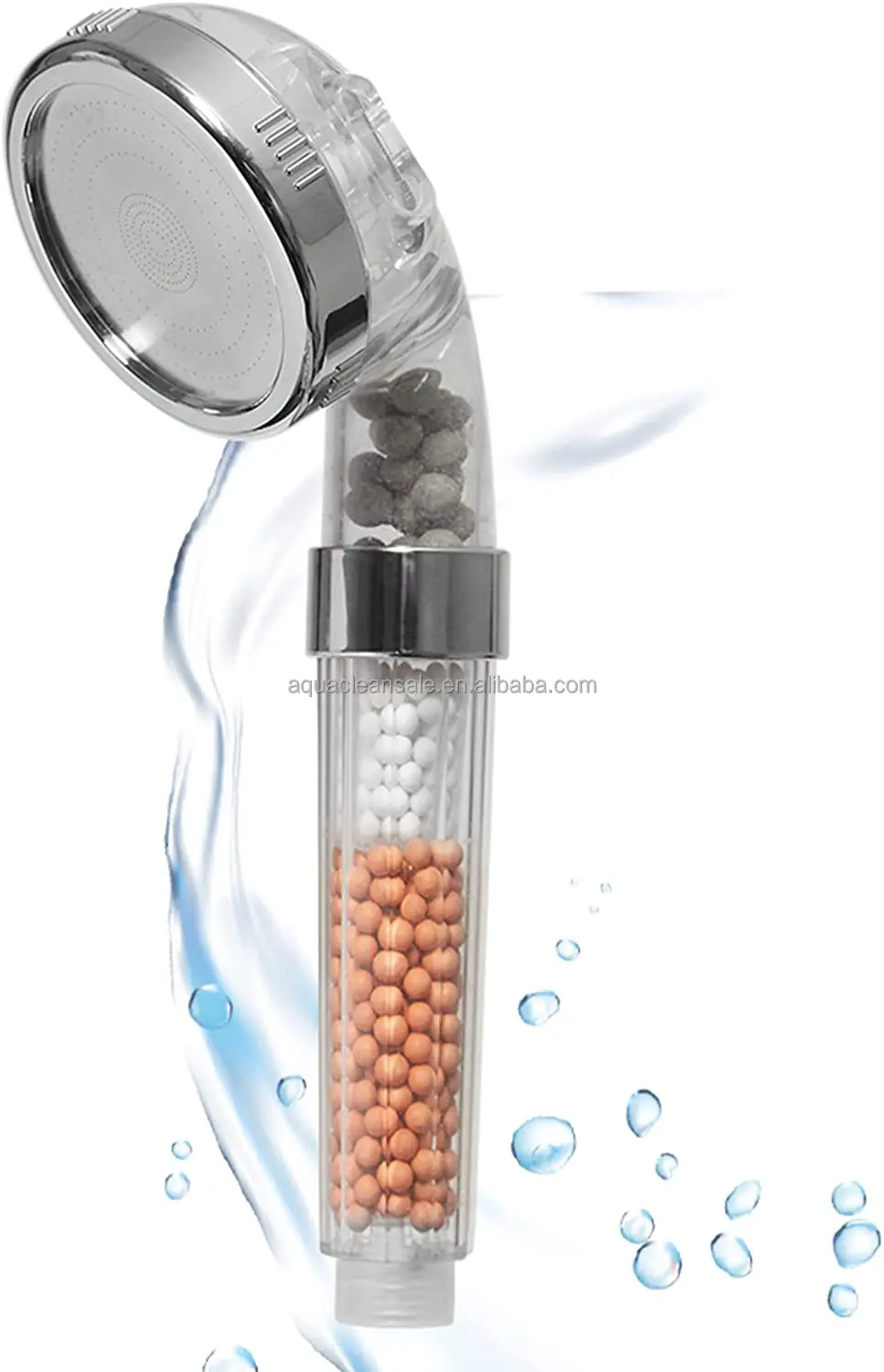 Water Saving Mineral Stones Shower Head - 3 Spray Settings Shower Head - Pressure Enhancing Shower Head with Filter Function