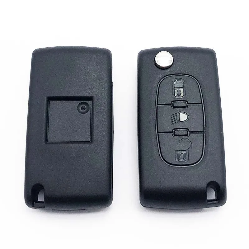 PCF7941A 46 CHIP HU83 VA2 0523 Model  3-Button ASK 433MHz Folding Remote Key Fob With Recess  For Peugeot