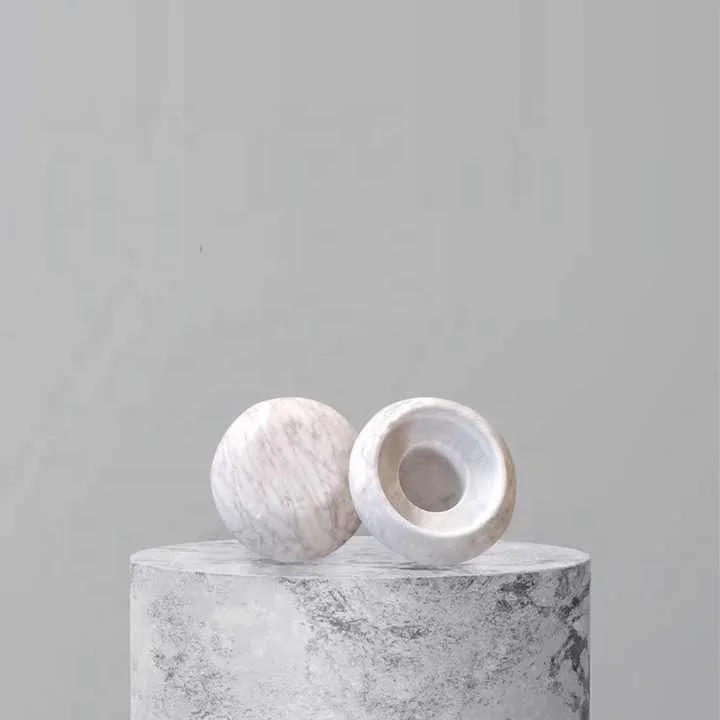 SHIHUI Natural Stone Home Decor Carrara White Marble Homewares Candle Jar Romantic Tea Light Marble Stone Candle Holder